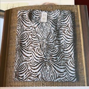 India Hicks Brown and White Patterned Tunic